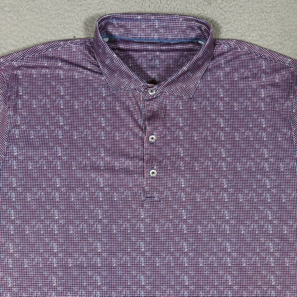 Johnnie O Shirt Mens XL Blue Casual Performance Golf Polo Stretch Preppy Logo